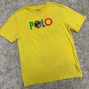 Polo‎ Ralph Lauren Tshirt Spellout Bear YOUTH Size Large (14-16) Yellow Preppy